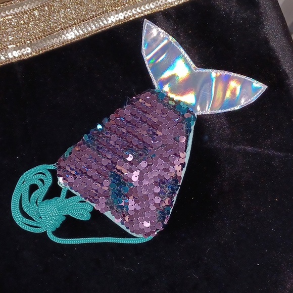 ⭐️3 For $10⭐️ Mermaid tail sequined purse AQUA/PINK - Picture 3 of 3